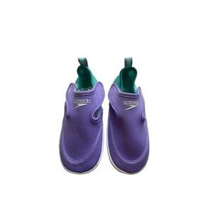 Speedo Kids Youth Water‎ Shoes Aqua Socks w/ Velcro Closure in Purple & Teal 7/8